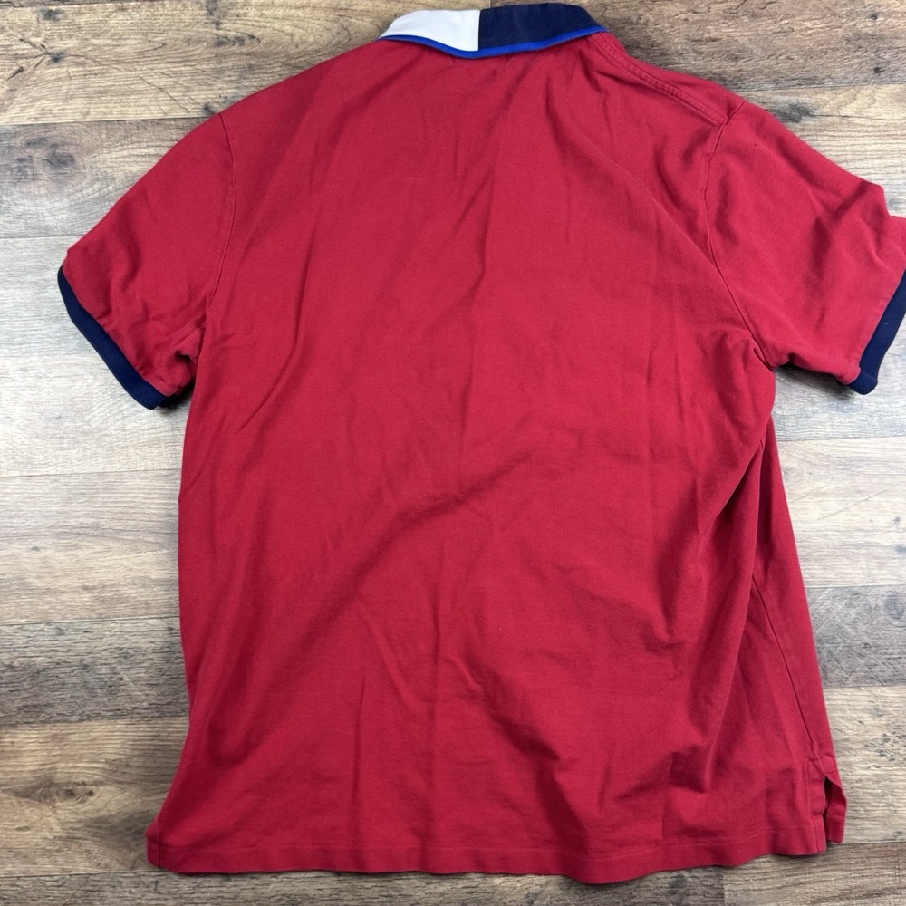 Polo Ralph Lauren Big Logo Red Polo Shirt Men's Size L Color block Collar - Picture 3 of 10